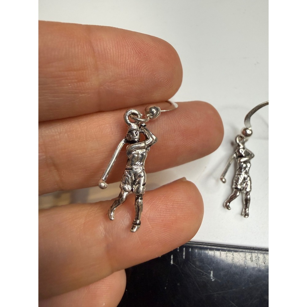 Sterling Silver Female Golfer Dangle Earrings Sports Jewelry French Hook Drop
